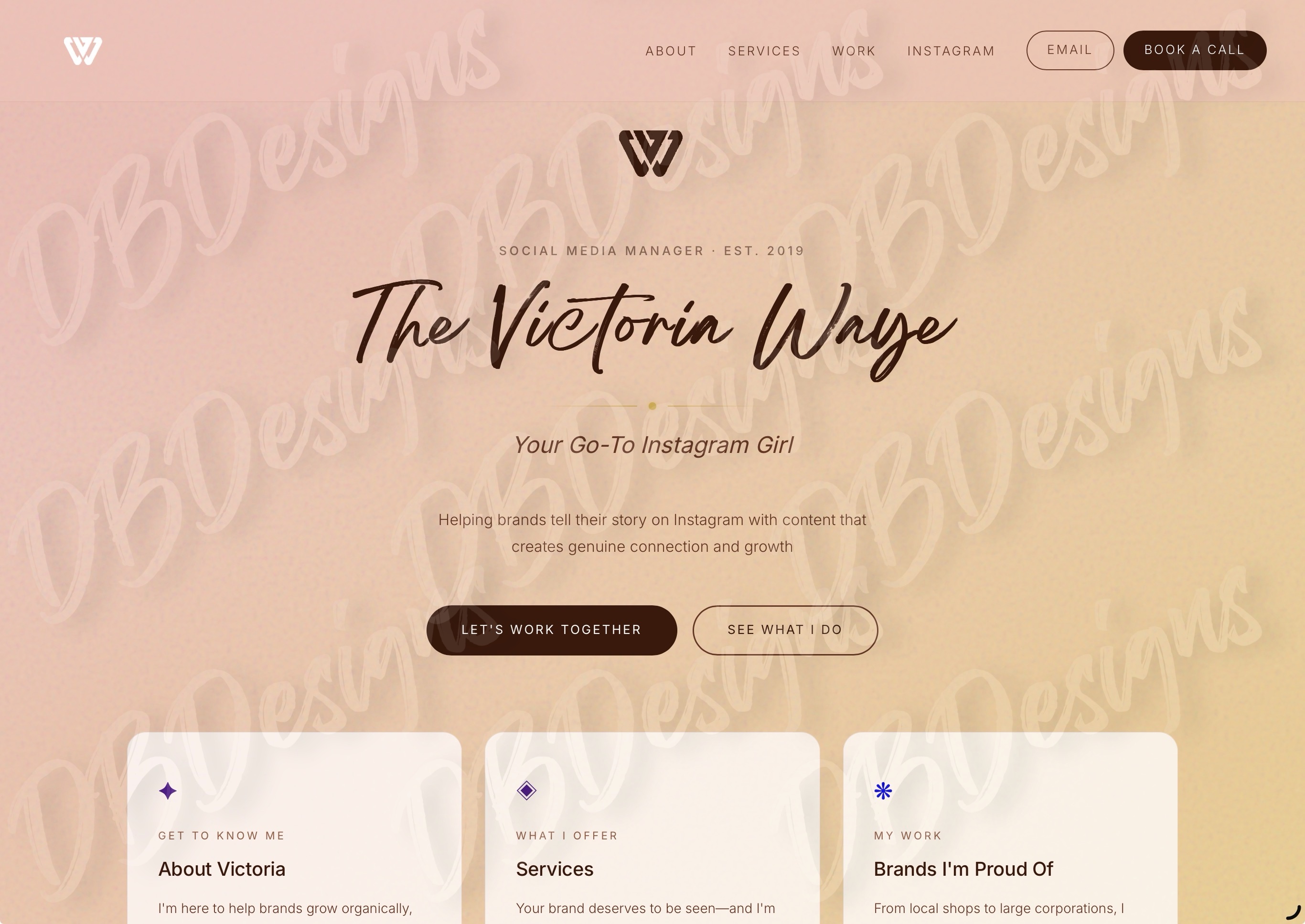 The Victoria Waye website homepage